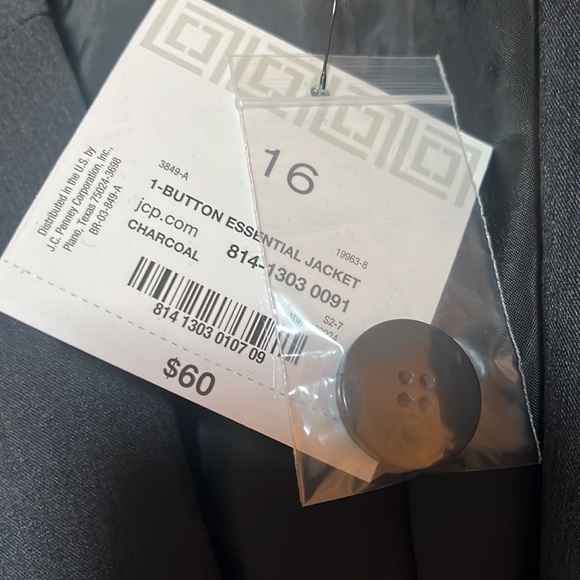 NWT Liz Claiborne charcoal blazer one button and lined - Picture 4 of 6